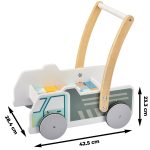 Mamabrum Baby Walker met Houten Blokken – Speelgoed Auto – Loopkarretje Duwkar – Duw Wagen Kar – Loophulp Duwwagen Looprek