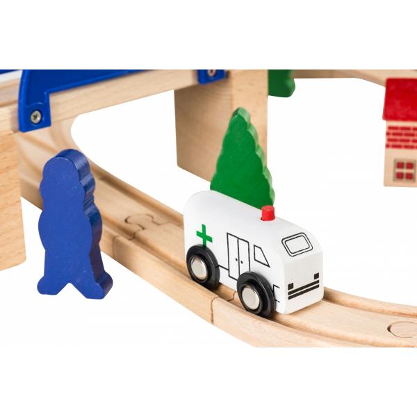Dodo Toys - Houten Treinset - Treinbaan hout - Trein set - XXL - 70 stuks - Treinen Speelgoed