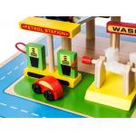 Dodo Toys Houten Speelgoed Garage – Met Lift – Hout Parkeergarage – Set met auto’s en wasstraat