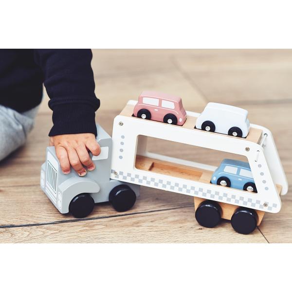 Mamabrum Houten Vrachtwagen Speelgoed - Oplegger met 4 Wagens