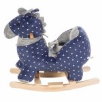 Dodo Toys – Hobbelpaard | Hobbeldier – Giraffe – 1 jaar + – Hout en Stof – Riempje – Blauw – Met geluid