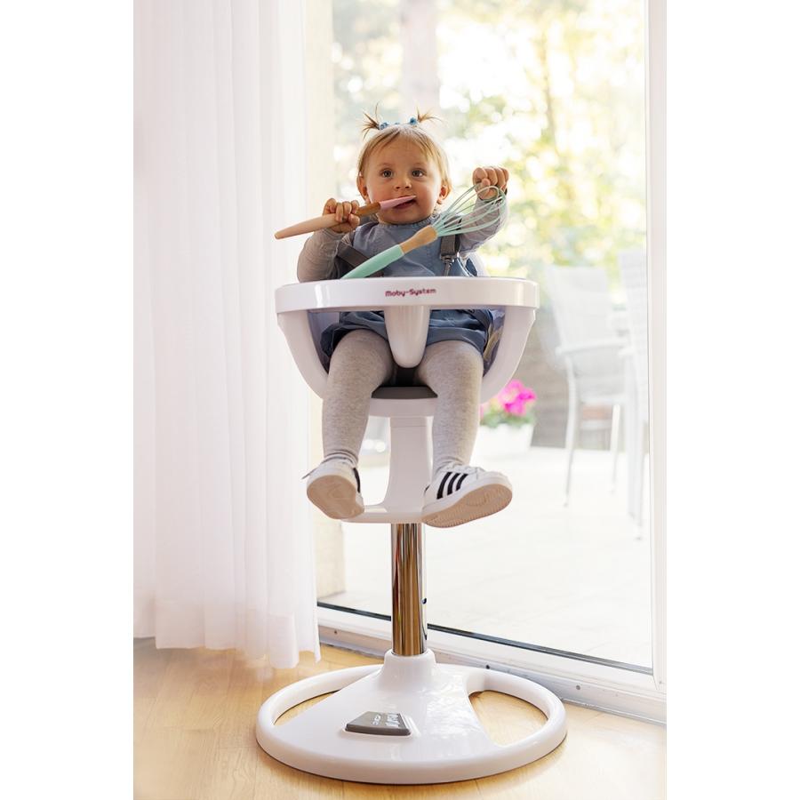 Moby System - Kinderstoel - FLORA - Hoge draaibare kinderstoel - Beige / Wit - Verstelbare hoogte