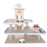 Mamabrum Houten Speelgoed Garage – Set met 4 Auto’s – Parkeergarage