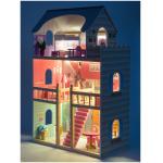 Mamabrum Poppenhuis Groot met Terras – 3 Verdiepingen – Meubelset – LED-verlichting