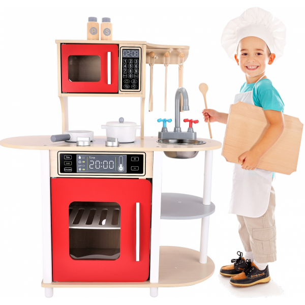 Dodo Toys - Houten Kinderkeuken - Grote houten Keukenset - Kinder Speelgoed Keuken - Compleet