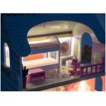 Mamabrum Poppenhuis Groot met Terras – 3 Verdiepingen – Meubelset – LED-verlichting