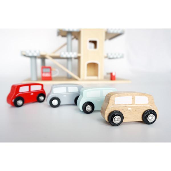 Mamabrum Houten Speelgoed Garage - Set met 4 Auto's - Parkeergarage