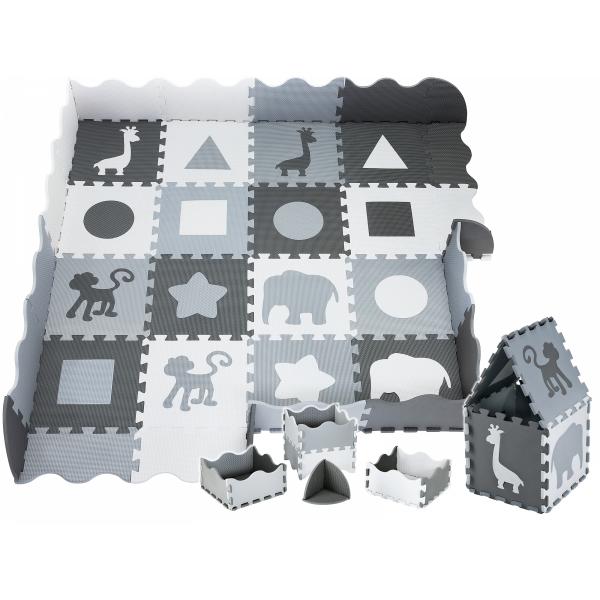Moby System Puzzelmat XL 150 x 150 x 1 cm - met rand - EVA foam - grijs