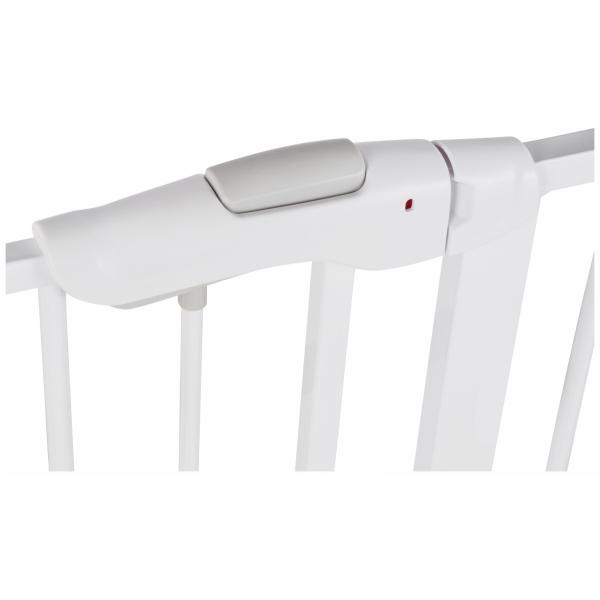 Moby System Stalen Baby Veiligheidshekje voor Deuren en Trappen - Uitschuifbaar 76-85cm - Hoogte 77 cm - Zonder Boren - Wit